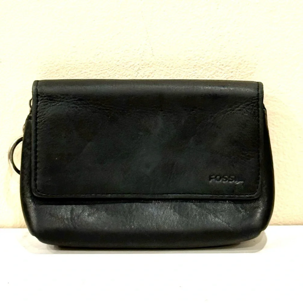 🔥Vintage Fossil Black Leather Coin Bag🔥